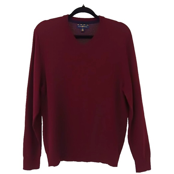 Club Room Mens Sweater M Burgundy V-Neck Wool Blend Pullover‎ Soft Warm - Picture 3 of 7